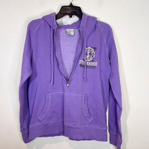 Stone Harbor NJ Hoodie L Womens Half Zip Purple Long Sleeve Popover Size Large - Picture 5 of 10
